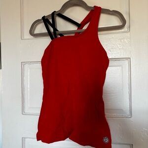 Pure Barre x Splits59 red asymmetrical tank top athletic. Built in shelf bra